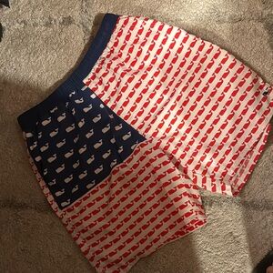 Vineyard Vines Red and Blue Whale Print Shorts